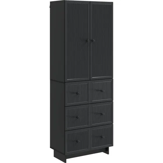 vidaXL Skab Sæt 2 stk, 66 x 34,5 x 90 cm, Sort, Konstrueret Træ