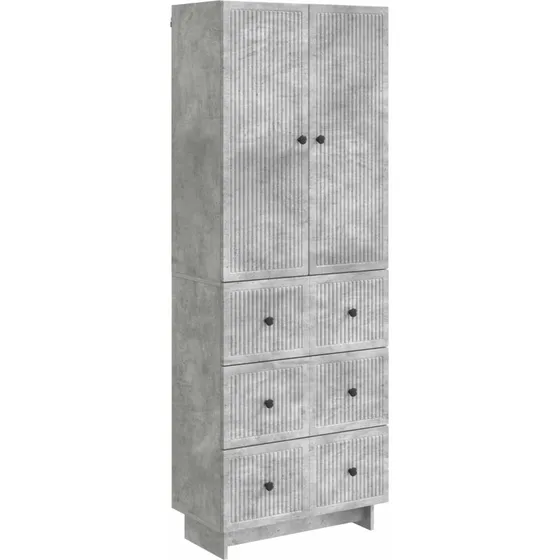 vidaXL Skab Sæt 2 pc Betongrå 66 x 34,5 x 90 cm Konstrueret Træ