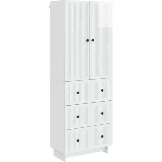 vidaXL Skab Sæt 2 pcs 66 x 34,5 x 90 cm Hvid Højglans Konstrueret Træ