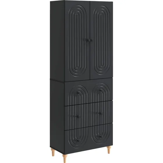 vidaXL Skab Sæt 2 dele 66 x 34,5 x 90 cm, sort, konstrueret træ