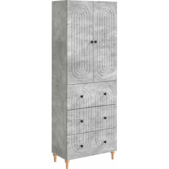 vidaXL Skab Sæt 2 dele 66 x 34,5 x 90 cm betongrå konstrueret træ