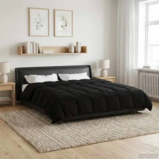 vidaXL Helårs Dyne Quilting Sort 200x240 cm Mikrofiber