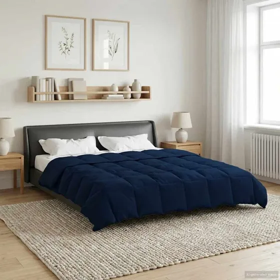vidaXL Helårs Dyne Quilting Mørk Blå 220x240 cm Mikrofiber