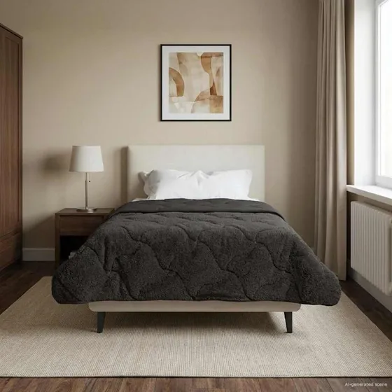 vidaXL Vinterdyne Antracit 135 x 200 cm Mikrofiber & Teddy Fleece