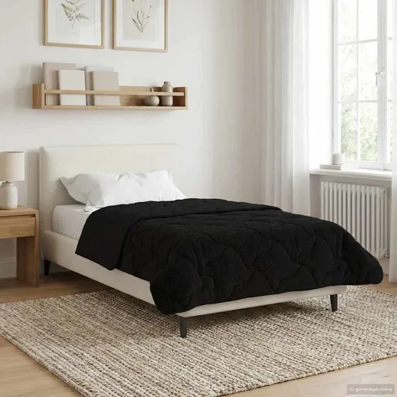 vidaXL Vinterdyne Sort 135 x 200 cm Mikrofiber & Teddy Fleece