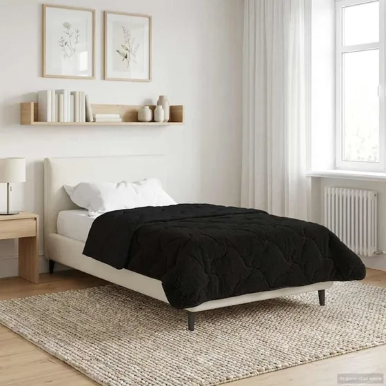 vidaXL Vinterdyne Sort 155 x 200 cm Mikrofiber & Teddy Fleece