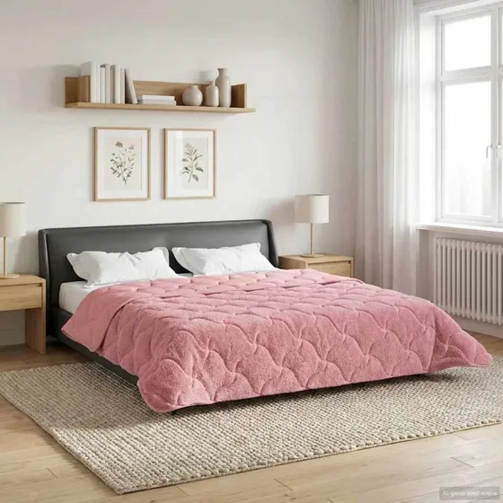 vidaXL Vinterdyne Lyserød 240x260 cm Mikrofiber & Teddy Fleece
