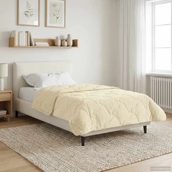 vidaXL Vinterdyne Creme 135 x 200 cm Mikrofiber & Teddy Fleece