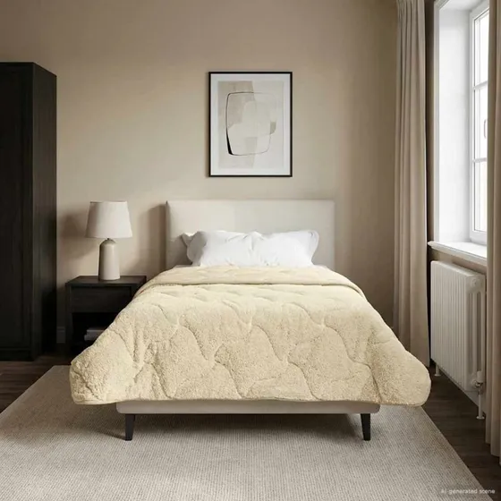 vidaXL Vinterdyne Creme 140 x 220 cm Mikrofiber & Teddy Fleece