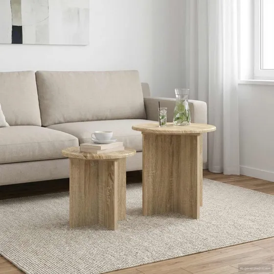 vidaXL Sidebordssæt 2 pcs Sonoma-eg Konstrueret Træ