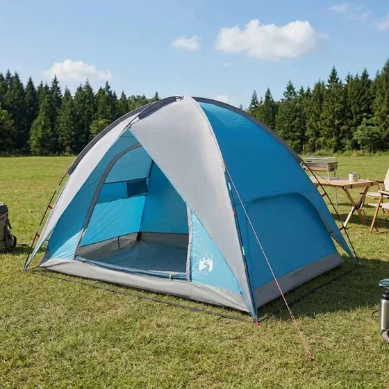 vidaXL Kuppeltelt 245x245x149 cm, blå, vandafvisende, 4 personer