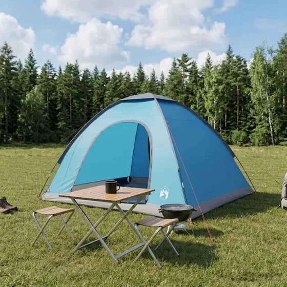 vidaXL Campingtelt 4-personer med luftventil, blå 275 x 215 x 125 cm