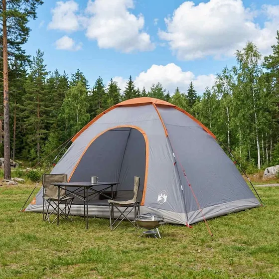 vidaXL Campingtelt med tag Grå/orange 335 x 275 x 180 cm