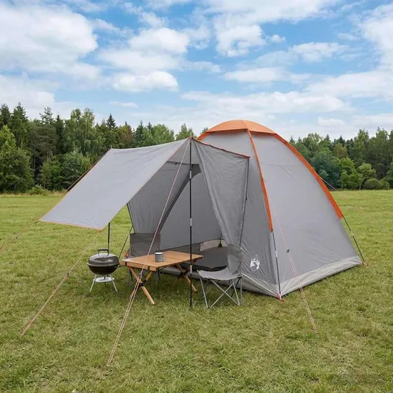 vidaXL Campingtelt 2-personer Grå/Orange Polyester & Stål