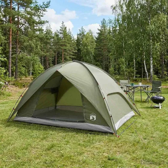 vidaXL Kuppeltelt 4 pers. olivengrønt med vandafvisende regnslag