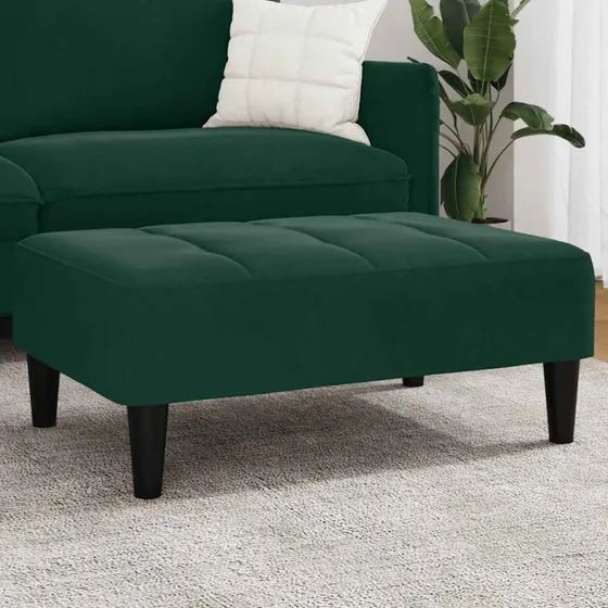 vidaXL Fodskammel 77x55x31 cm mørkegrøn velour