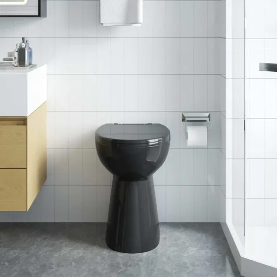 vidaXL kantfrit toilet 7 cm høj, soft close, sort