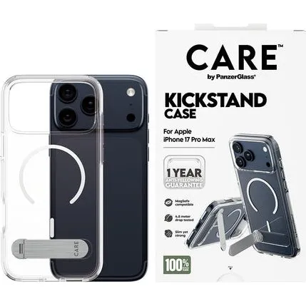 PanzerGlass CARE Feature Case Transparent med Støttefod & MagSafe – iPhone 17 Pro Max