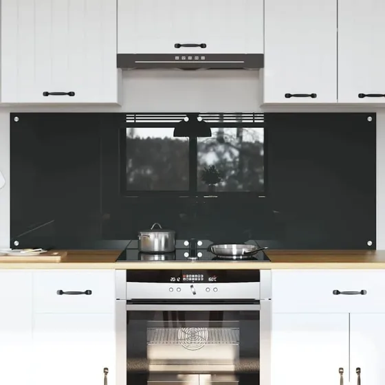 vidaXL Køkkenbacksplash 2 stk Mørkegrå 80 x 60 cm hærdet glas