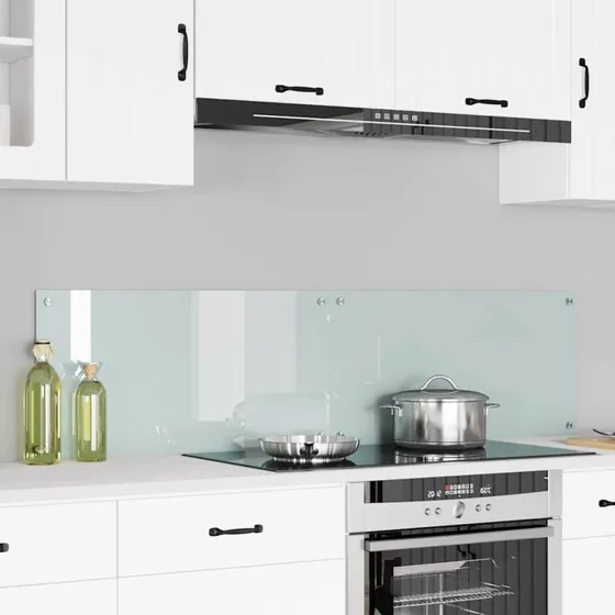 vidaXL Køkkenbacksplash 2 stk, hvid, 80 x 40 cm, hærdet glas