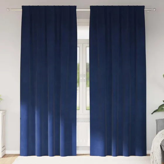 vidaXL Mørklægningsgardiner 2 stk, mørk blå, 140 x 260 cm, fløjl