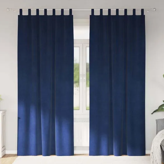 vidaXL Mørklægningsgardiner 2 stk Mørk Blå 140 x 245 cm Fløjl
