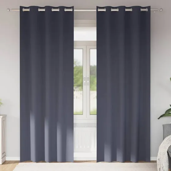 vidaXL Mørklægningsgardiner med Ring 2 stk Antracit 245 x 140 cm