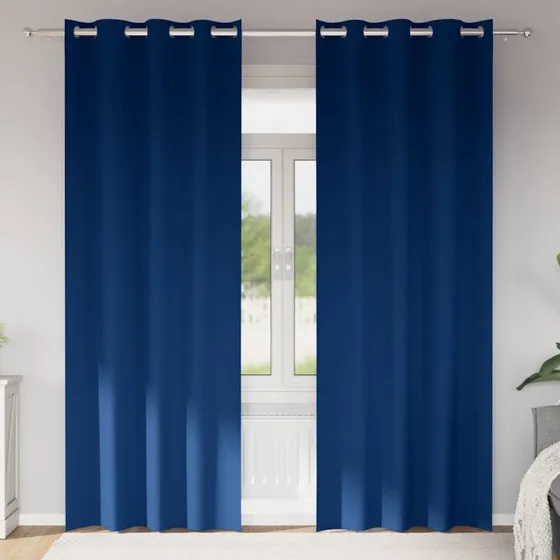 vidaXL Mørklægningsgardiner med Ring 2 stk, Mørk blå 245 x 140 cm