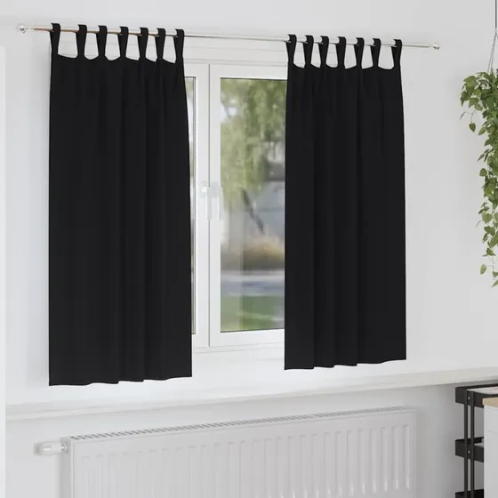 vidaXL Mørklægningsgardiner med Ring 2 stk, Sort 175 x 140 cm