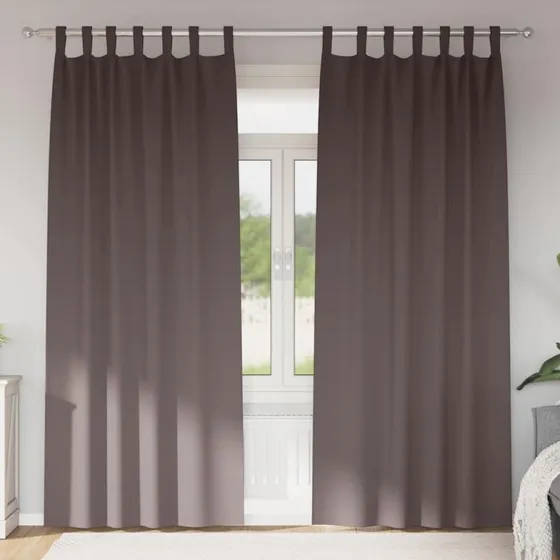 vidaXL Mørklægningsgardiner med ringe 260 x 140 cm, mørk brun