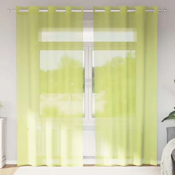 vidaXL Voile-gardiner med øskner 2 stk. 140x225 cm æblegrøn