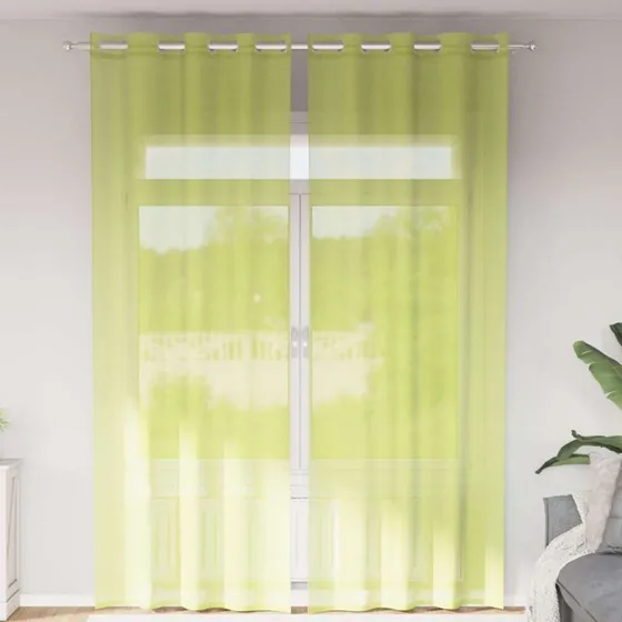 vidaXL Voile-gardiner med øskner 2 stk. 140x300 cm æblegrøn