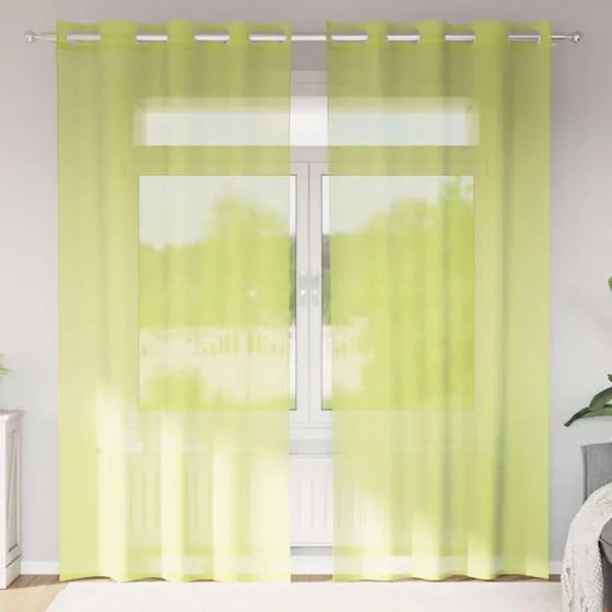 vidaXL Voile-Gardiner med Øskner, 2 stk., 140x245 cm, æblegrøn