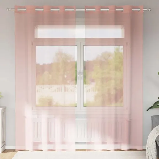 vidaXL Voile-gardiner med øskner 2 stk. 140x245 cm lyserød