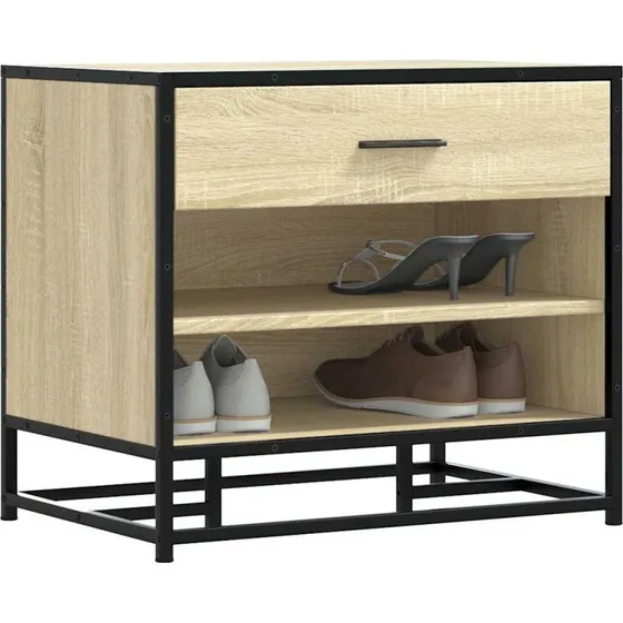 vidaXL Skobænk 60x40x53,5 cm Sonoma-eg Konstrueret Træ og Metal