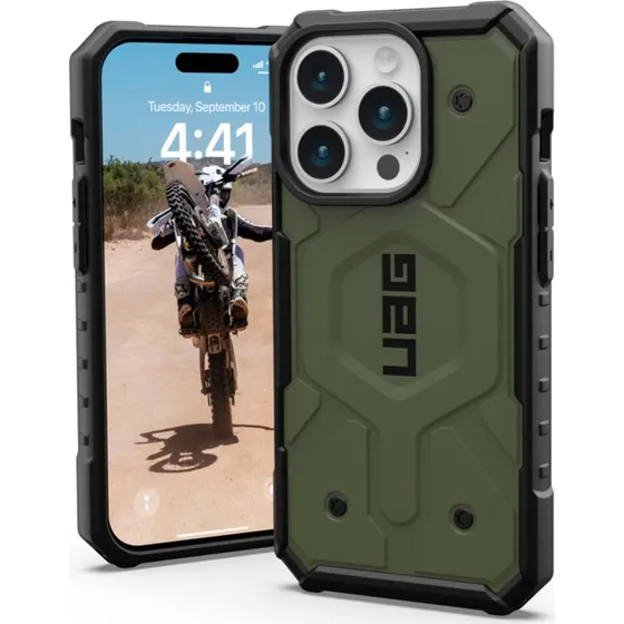 UAG Pathfinder MagSafe Cover til iPhone 15 Pro Olive Drab