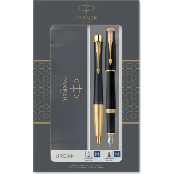 Parker Urban GT Kuglepen + Fyldepen, Sort/Guld