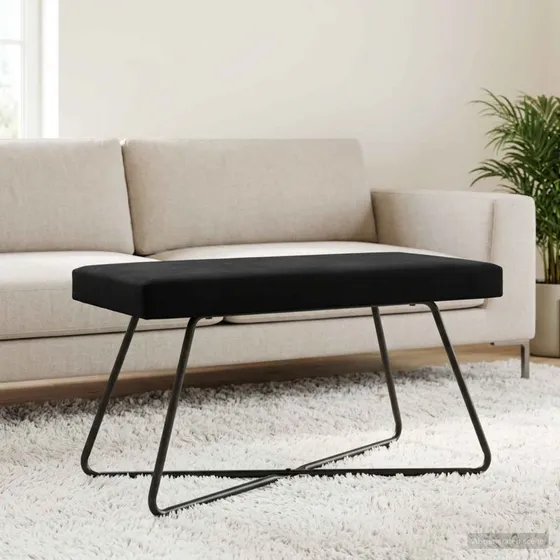 vidaXL bænk sort 80 x 40 x 45 cm med krydsben i velour
