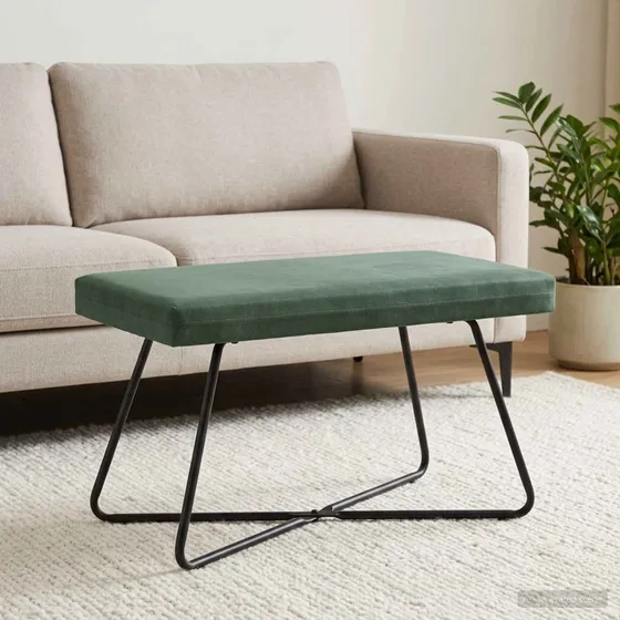 vidaXL bænk havgrøn 80 x 40 x 45 cm med krydsben i velour