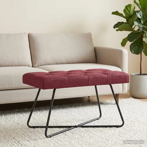 vidaXL Bænk med knap-tufting, vinrød, 80 x 40 x 46 cm