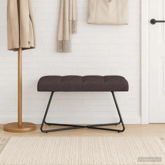 vidaXL Bænk med knap tufting, mørk brun 80 x 40 x 46 cm