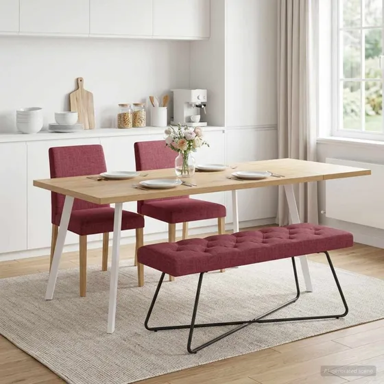 vidaXL Bænk med knap tufting, vinrød, 110 x 40 x 46 cm