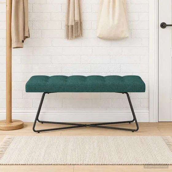 vidaXL Bænk med knap-tufting, mørkegrøn, 110 x 40 x 46 cm