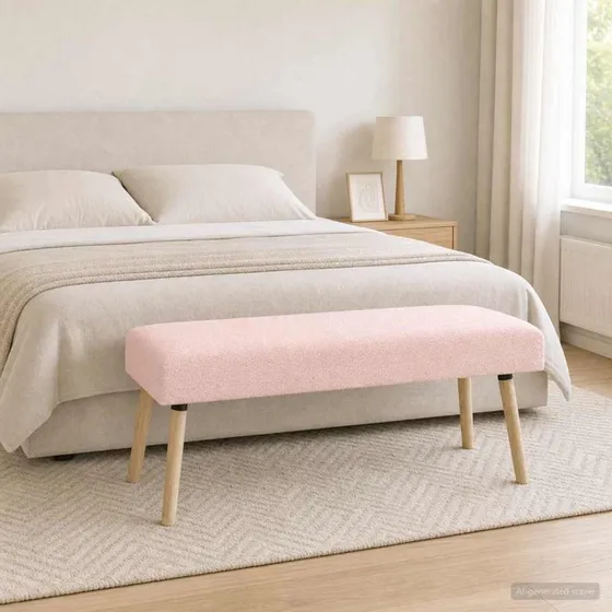 vidaXL bænk lyserød 110 x 40 x 46 cm bouclé