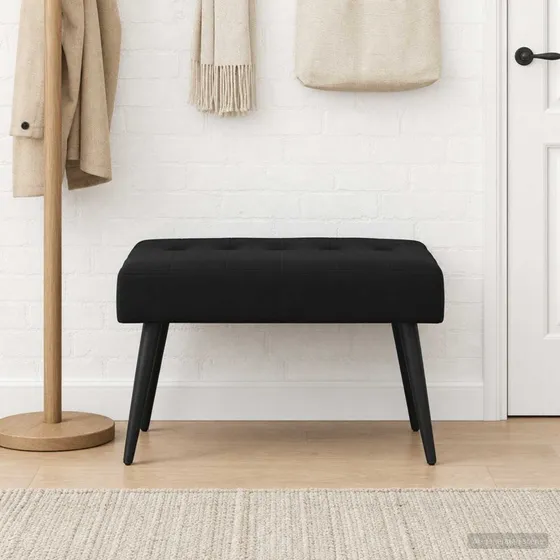vidaXL Bænk med knap-tufting, sort, 60 x 40 x 45 cm
