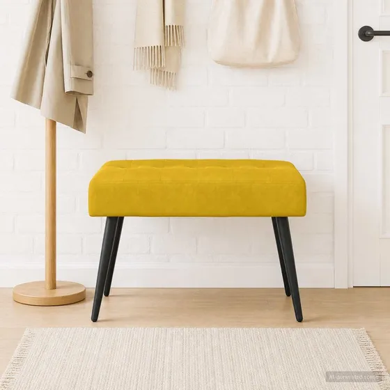 vidaXL Bænk med knap tufting, Gul, 60 x 40 x 45 cm