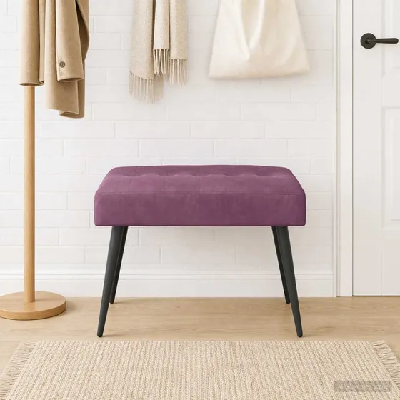 vidaXL Bænk med knap-tufting Lilla 60x40x45 cm i Velour