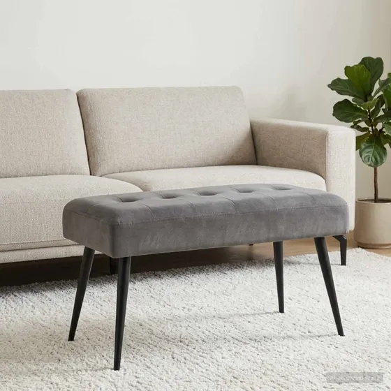 vidaXL Bænk med knap-tufting, mørkegrå, 80 x 40 x 46 cm