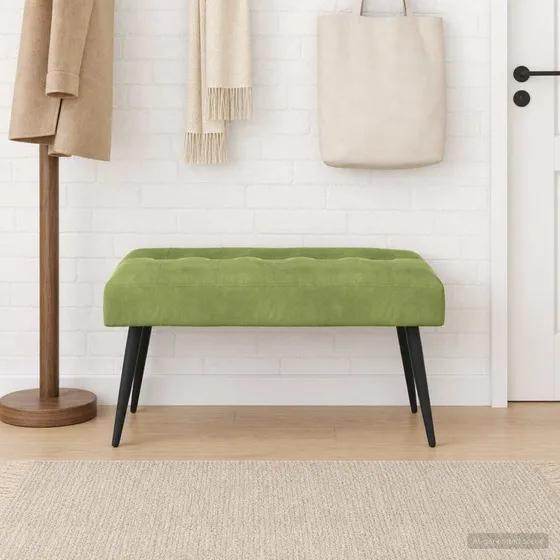 vidaXL Bænk med knap tufting, lys grøn, 80 x 40 x 46 cm