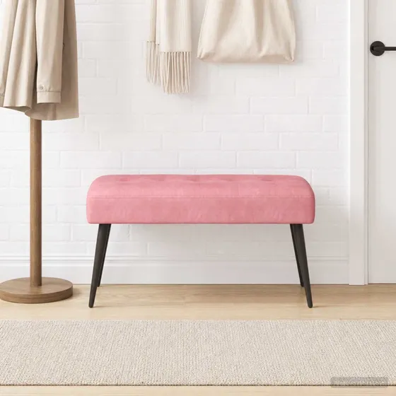 vidaXL Bænk med knapstikning Lyserød 80x40x46 cm Velour